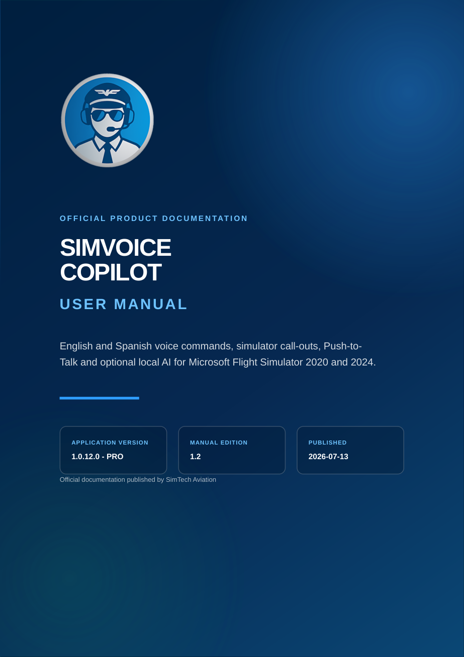 Cover of the formatted SimVoice Copilot PDF manual