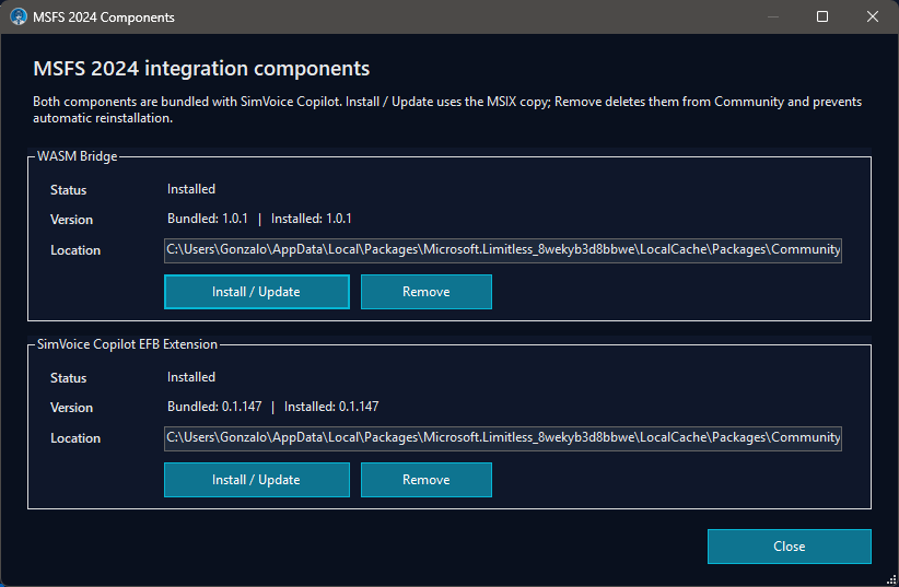 MSFS 2024 integration components