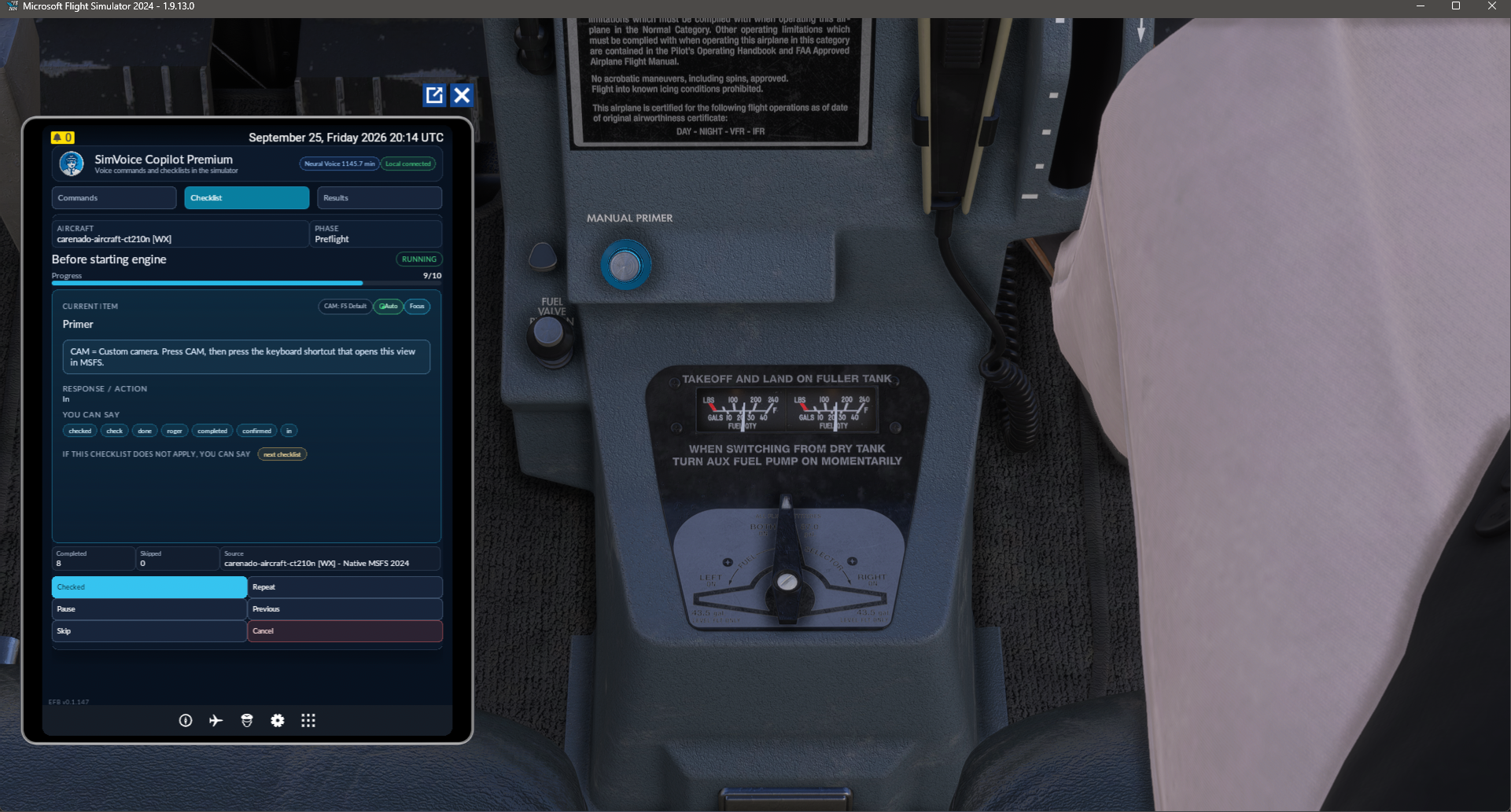 MSFS 2024 EFB - Checklist active