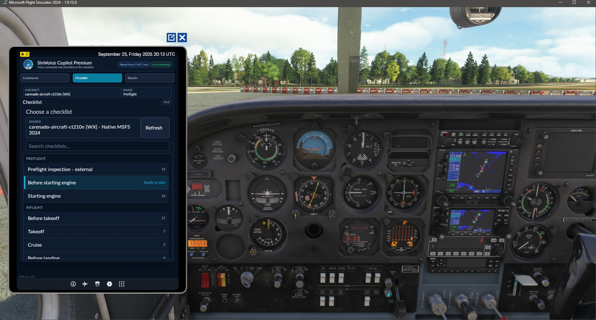MSFS 2024 EFB - Checklist selection
