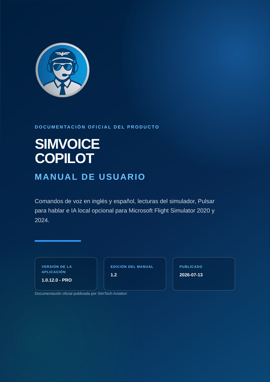 Portada del manual PDF de SimVoice Copilot