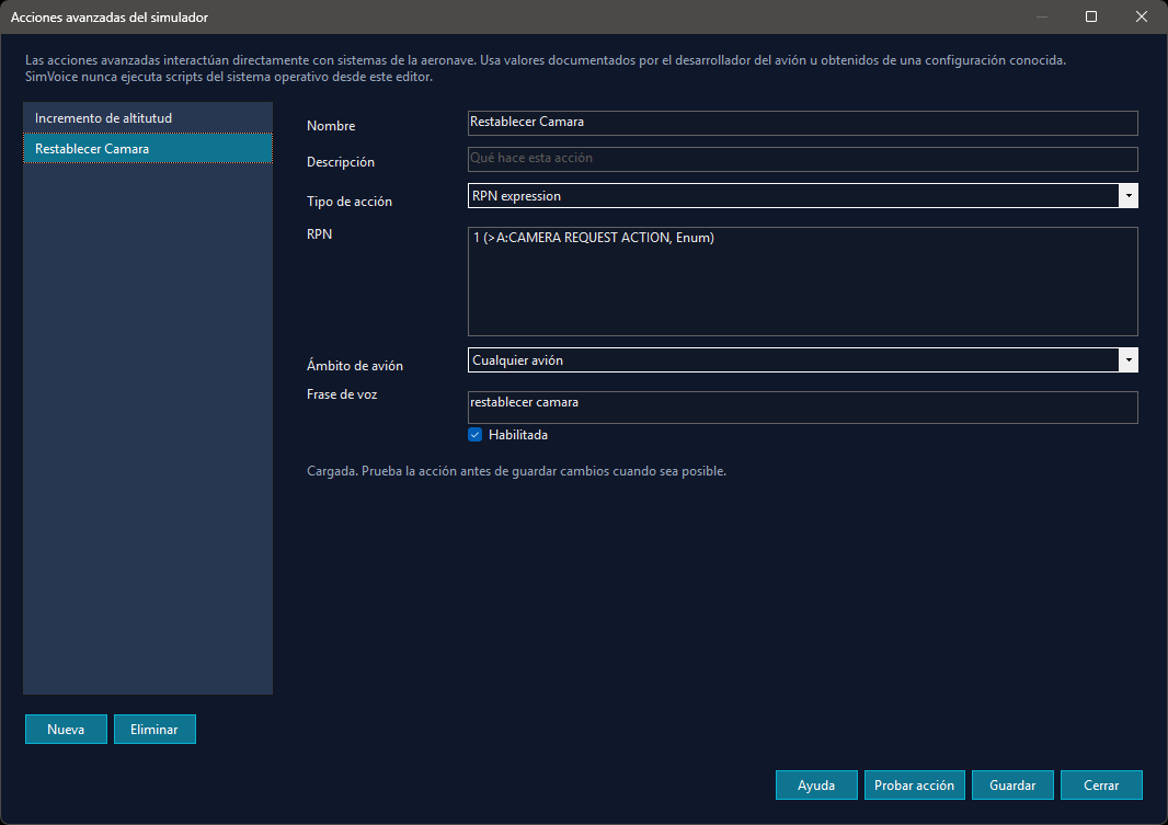 Editor de Advanced Actions