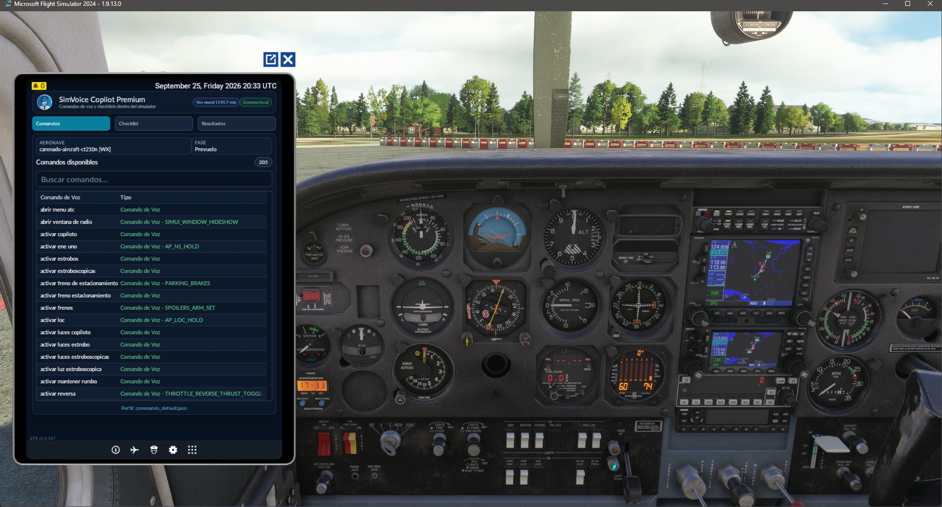 EFB MSFS 2024 - vista Commands