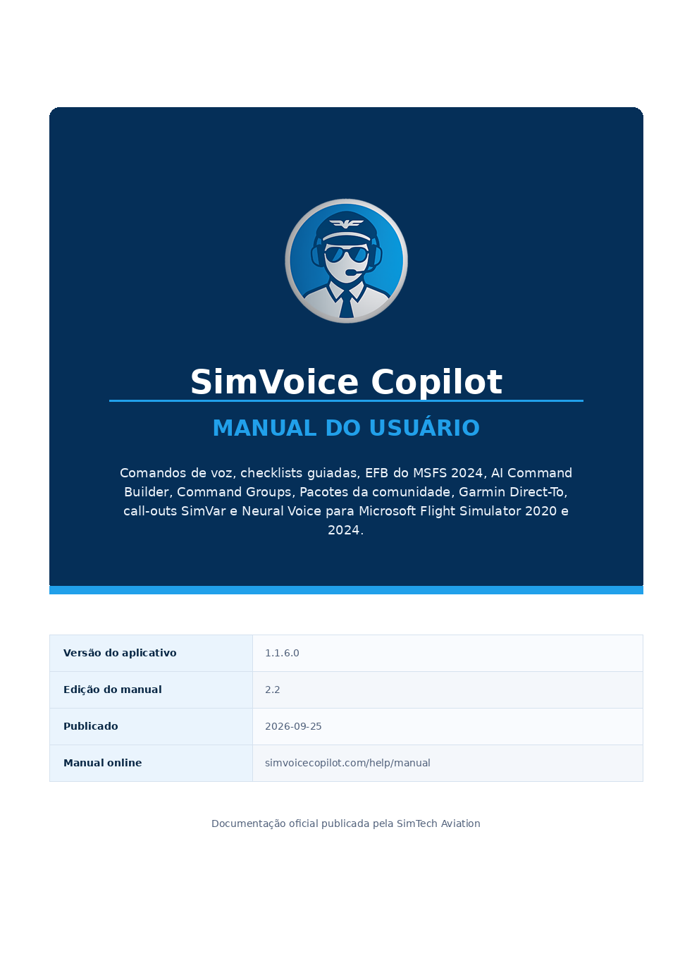 Capa do manual PDF do SimVoice Copilot
