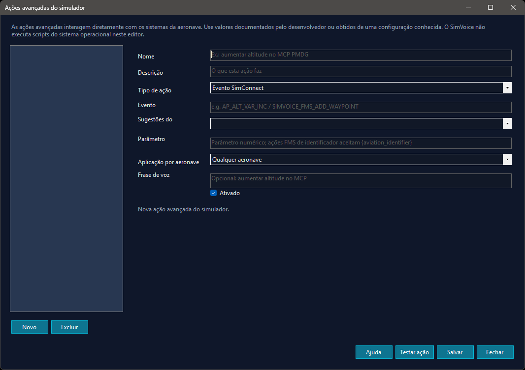 Editor de Advanced Actions
