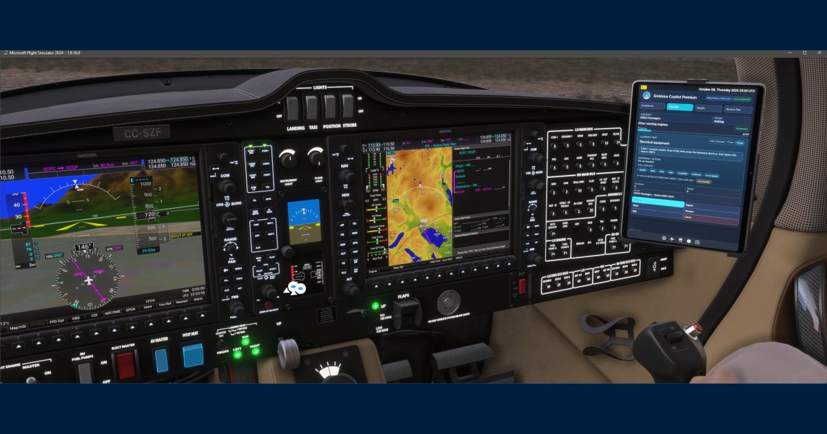 Setting G1000 flight plan with SimVoice Copilot
