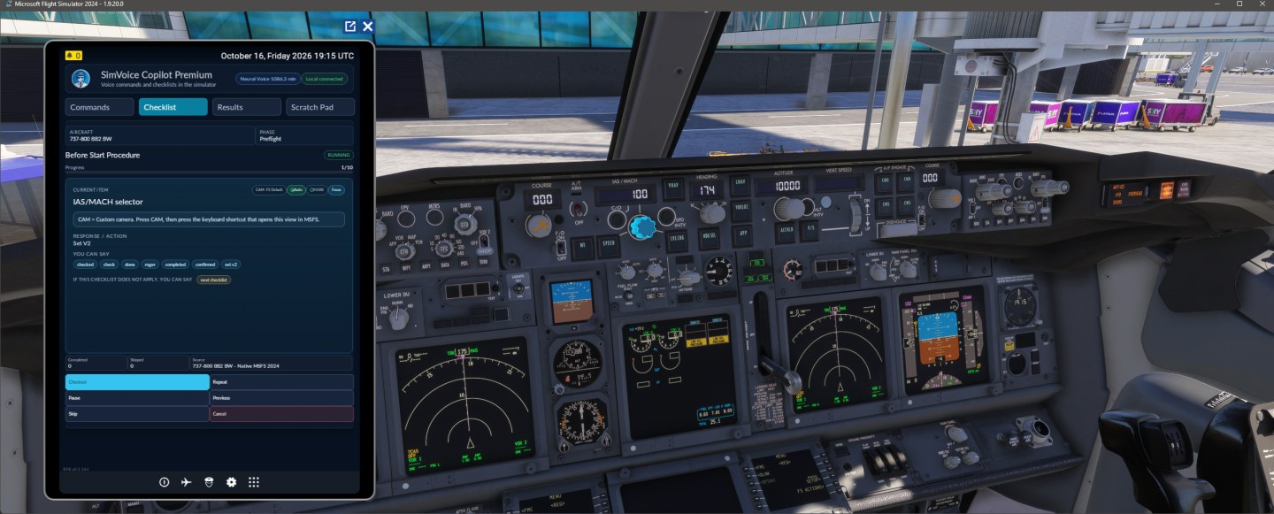 PMDG 737-800 SimVoice Copilot Checklist