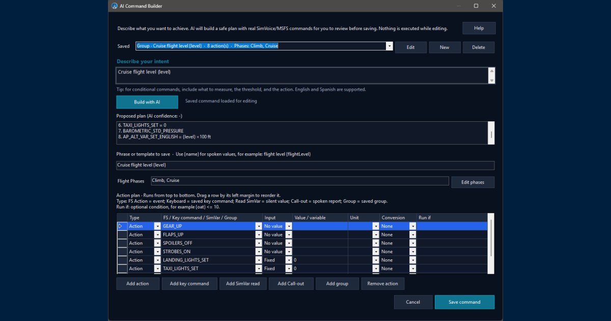 SimVoice Copilot AI Command Builder